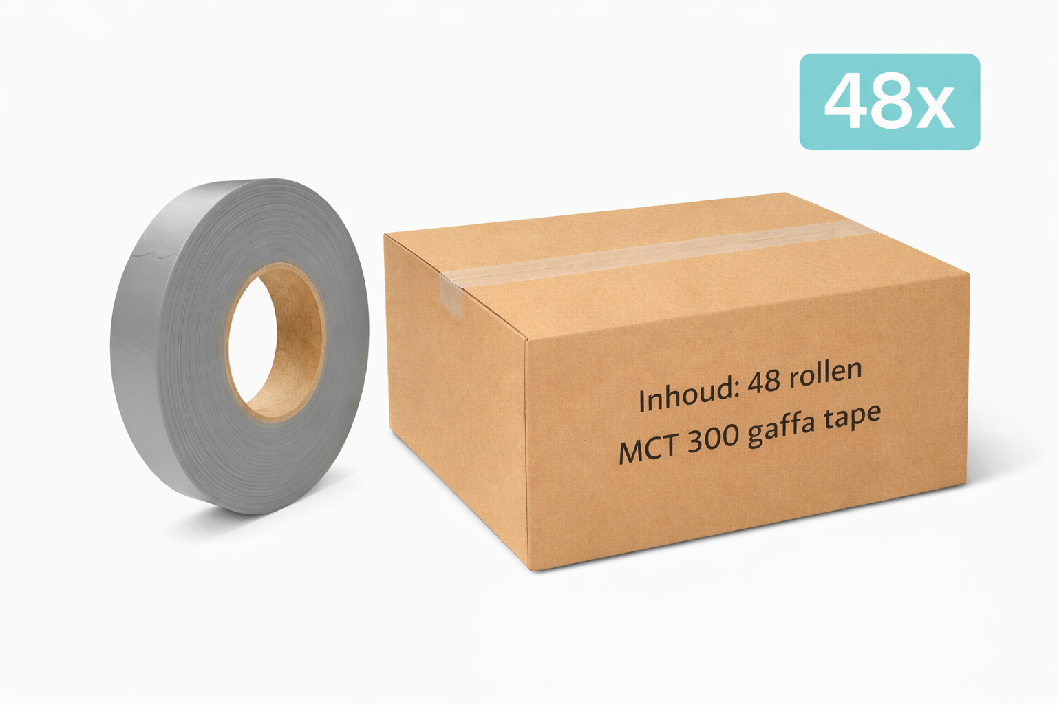 48x MegaTape MCT 300 Gaffa tape 19 mm gray roll 50m