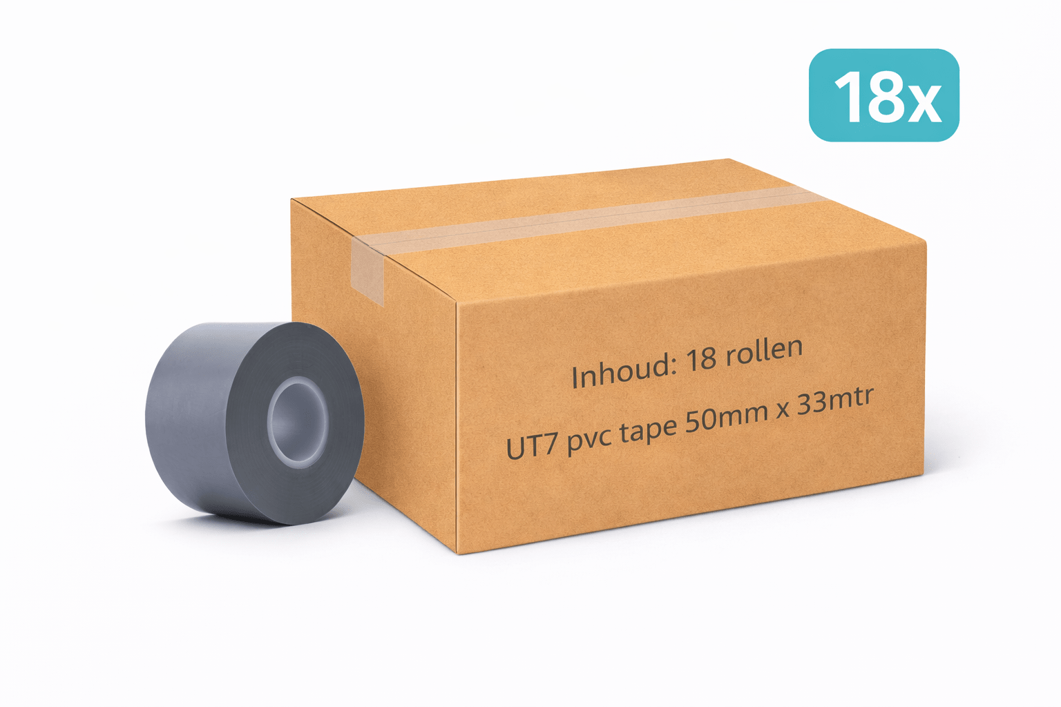 18x MegaTape UT7 PVC tape · 50 mm · grijs · 33 m rol - Megatape UT7 - 3BUTE