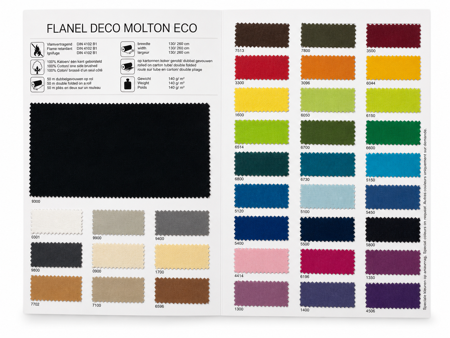 Sample kaart · Deco Molton ECO - white label - sample - 3BUTE