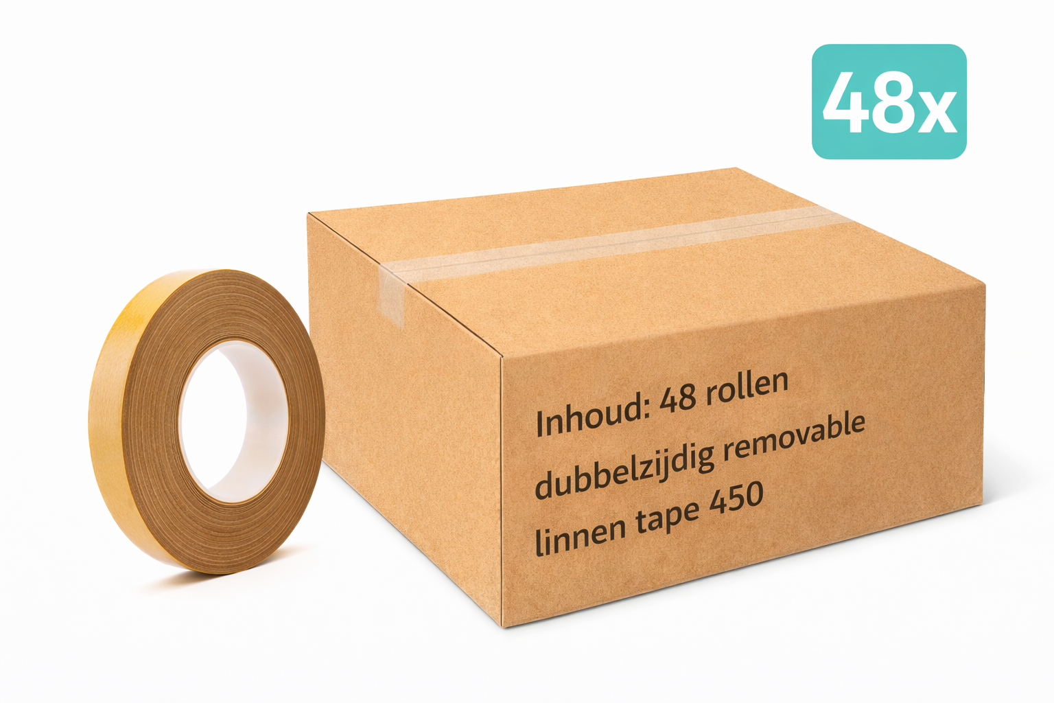 48x MegaTape 450 double-sided removable linen tape 50m on a roll 12 mm