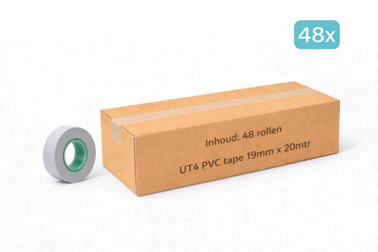 48x MegaTape UT4 ​​· PVC tape · 19 mm · white · 20 m roll