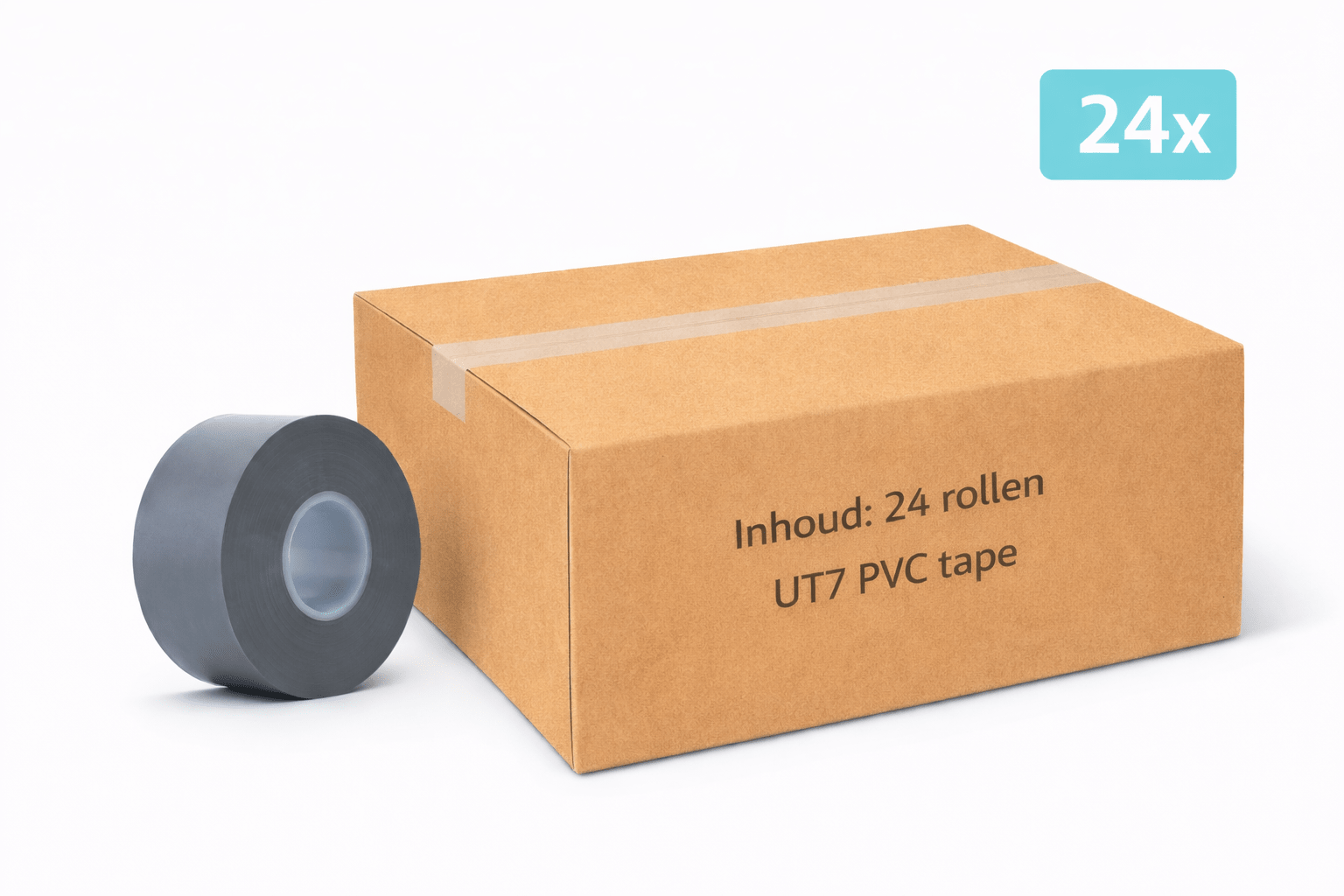 24x MegaTape UT7 PVC tape · 38 mm · grijs · 33 m rol - Megatape UT7 - 3BUTE