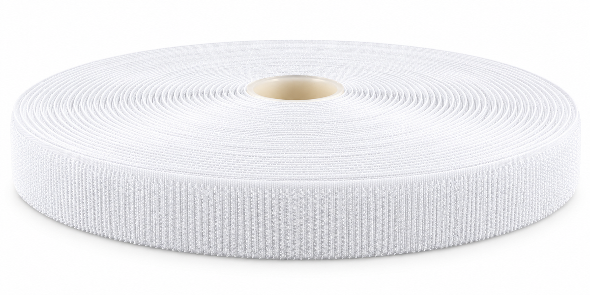 Hook-and-loop tape · white hook tape · self-adhesive K64 · PA/PES · 25 mm · 25 m roll